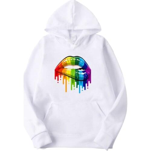 Fashion Womens Oversized Hoodie Autumn Pullover Thick Hooded Sudaderas Sweatshirts Harajuku Lips Print Hoodies Female