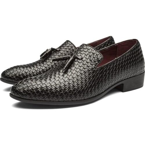 Solid Color Woven Shoes Big Size New Men Dress Shoes Fashion Business Shoes Men Wedding Pointy Shoes Loafers Men Shoes