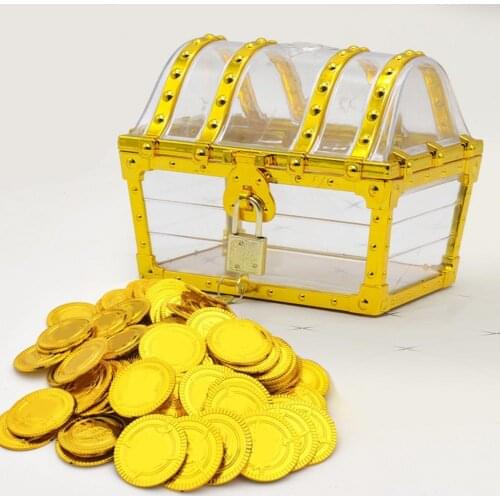 Pirate Treasure Toy Retro Creative Exquisite Workmanship Transparent Pirate Treasure Children Gold Treasure Chest Gold Coin Toys