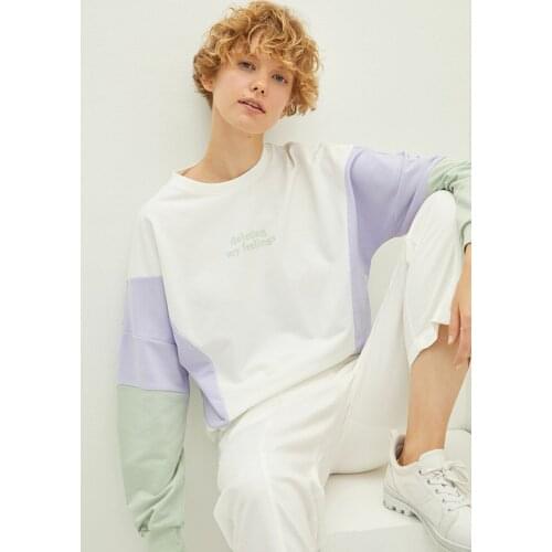 LCW CASUAL Bicycle Collar Printed Long Sleeve Women 'S Sweatshirt Trend, cotton, polyester, style, fashion