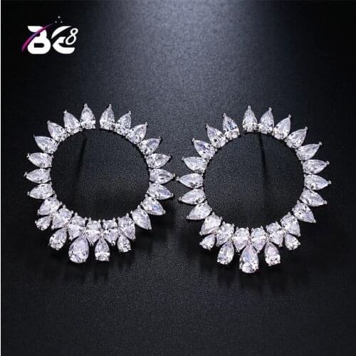 Be 8 Brand 2018 New Design Romantic Jewelry AAA Cubic Zirconia Sun Flower Stud Earrings for Women Wedding Jewelry E500