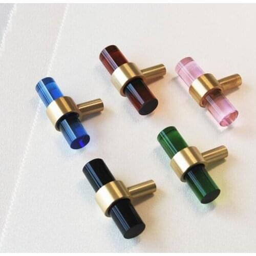 1pc Nordic Brass Crystal Cabinet Handle Creative Wardrobe Door Knob Furniture Drawer Small T Bar Handles and Knobs