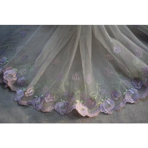 10Meters Handmade DIY Clothing Accessories Wedding Black Skin Floral Embroidery Fabrics Curtains Sofa Sewing Lace Trim 26cm Wide