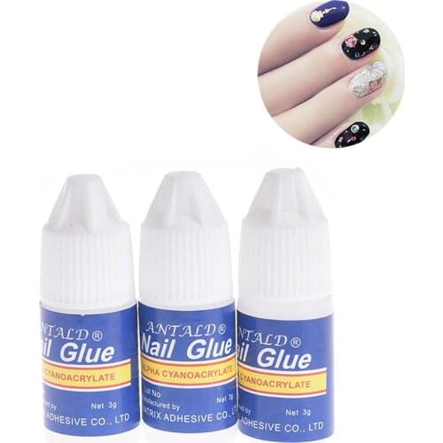 3Pcs/Set Nail Rhinestones Flat Bottom Acrylic Nail Glue for French Art False Tips Adhesive Glue Manicure Nail Art Tool