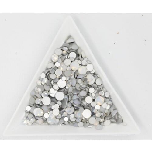 White Opal Glass 3D Nail Art Decorations ss3 ss4 ss5 ss6 ss8 ss10 ss12 ss16 ss20 ss30 ss34 Crystal Nails Non HotFix Rhinestones