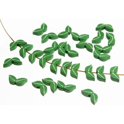 DIY 50PCS 20*9MM Wooden Beads Colours Pattern Wood Beads Leaves Shape Series Mixed Color for jewelry Making