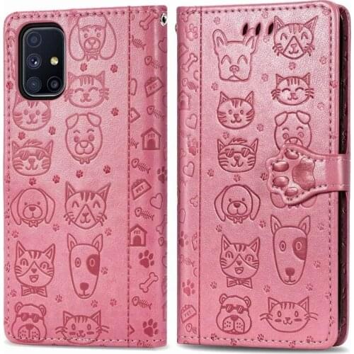 10Pcs PU Leather Wallet Flip Phone Cover Cartoon Dog Cat Patten TPU Case for Samsung Galaxy M02 M21S M31 M12 M31S M30S M80S M60S