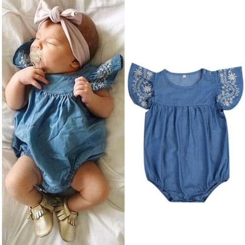Newborn Baby Girl Denim Romper Jumpsuit Outfits Sunsuit Clothes