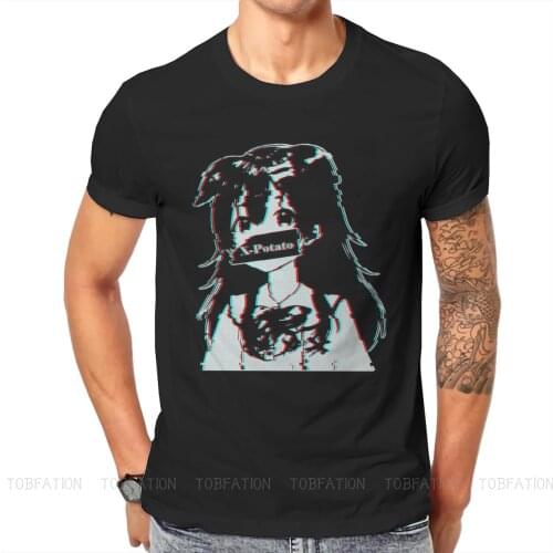 X-Potato Korone Hololive VTuber Tshirt Top Cotton Oversized Crewneck Mens Clothes Graphic Men T shirt