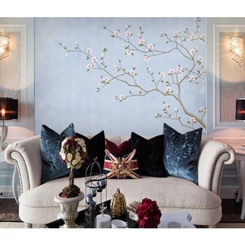 Customized light luxury hand-painted oil painting meticulous new Chinese style American magnolia flower living room bedroom elde