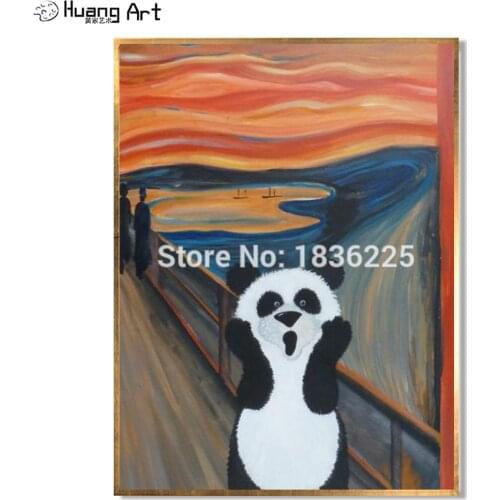 Pure Handmade Yell Panda Oil Painting on Canvas by Skill Artist Imitation Painting Van Gogh Landscape Wall Painting