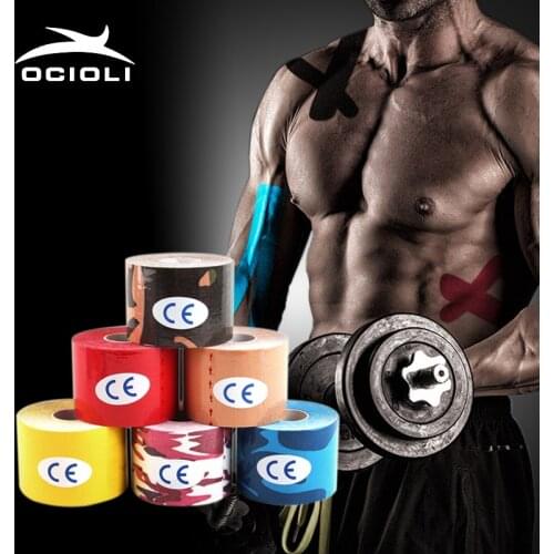 6 pcs Sports kinesiotape kinesiology Tape Muscle Stickers Roll Cotton Elastic Adhesive Muscle Bandage Strain Injury Support