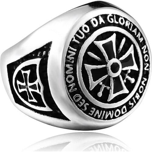 Stainless steel cross ring punk knight fashion ring gothic jewelry as gift
