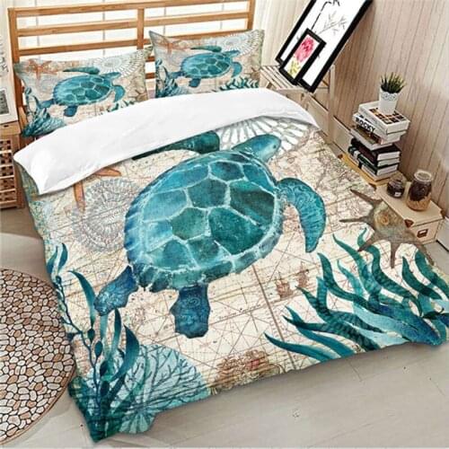 3D Ocean Series Sea Turtle Seahorse Dolphins Bedding Sets Tortoise Octopus Duvet Cover Boys Girls Bedclothes US AU UK Size