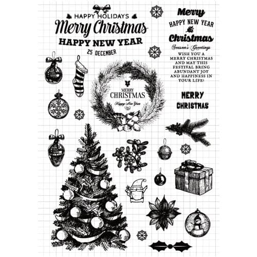 KSCRAFT Merry Christmas Transparent Clear Silicone Stamps for DIY Scrapbooking/Card Making/Kids Crafts Decoration Supplies M10
