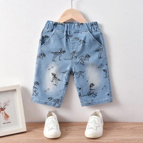 Summer Boy Jeans Dinosaur Denim Shorts Kid Elastic Waist Pants Tees Baby Children Baby Boys Sprot Trousers Clothes For1-6 years