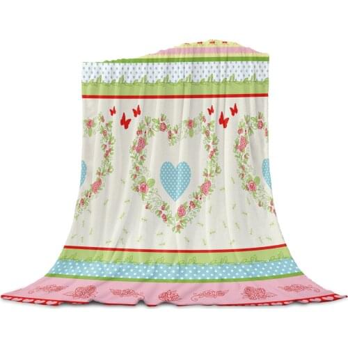 Love Flowers Texture Butterfly Throw Blanket Home Decoration Sofa Blanket Warm Microfiber Blankets for Bedroom