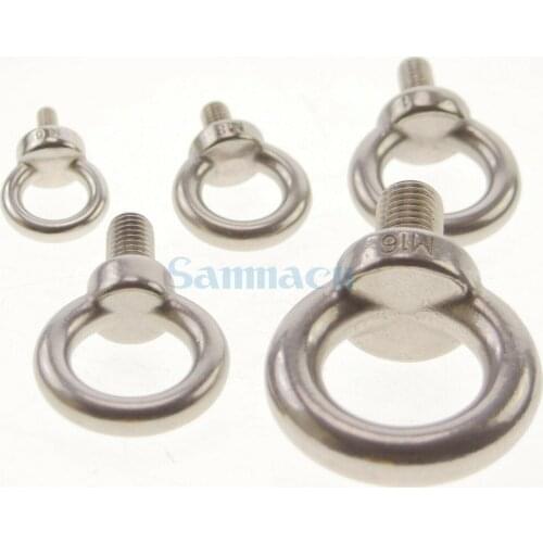 M6x12mm/M8x14mm/M10x17mm/M12x20mm/M16x25mm/M20/M24 304 Stainless Steel Lifting Eyes Bolts Marine Grade Boat