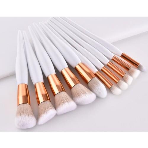 10 Ennke Four Colors Black White Pink Foundation Eye Shadow Repair Capacity Concealer Professional Makeup Brush Kit Tools