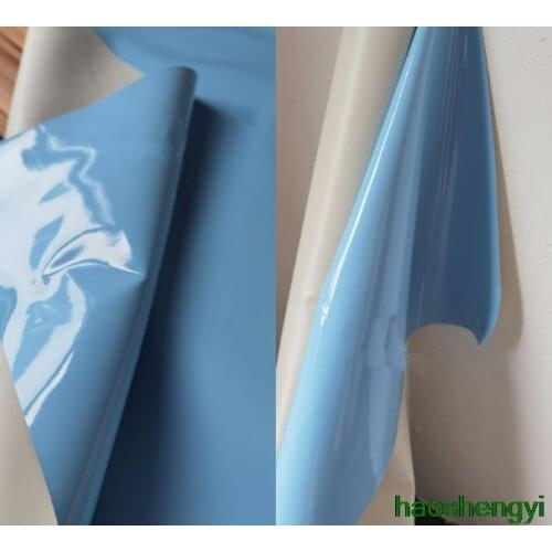 Sky blue bright coating washable matte surface stiff imitation PU leather garment fabric
