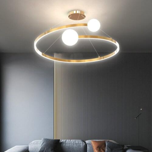 Nordic Led Ceiling Light Ball Chandelier Ring Luxury Restaurant Curve Hallway Living Bedroom Lighting Modern Art Decor Gold Lamp