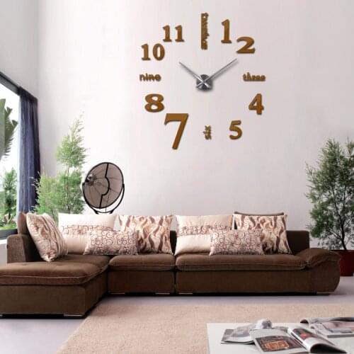 2019 new real clock clocks reloj de pared watch 3d diy acrylic mirror wall stickers modern home decor living room