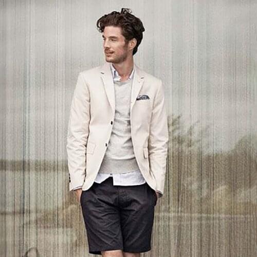 2020 New Elegant Wedding Men Suit with Short Pants Fashion Business Terno 2 Piece Masculino Young Mens Summer Wear Suits Sets