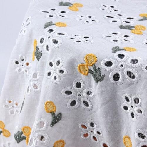 New Coloful Cotton Cloth Cherry Embroidered Lace Fabric Handmade DIY Clothes Accessories Width 130cm 1Yard