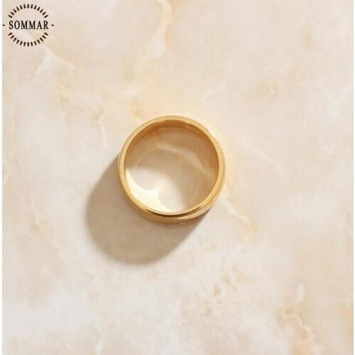 SOMMAR New Sale 18KGP GoldClassic Wedding Ring for Men Women Gold Color Stainless Steel US size 7.8