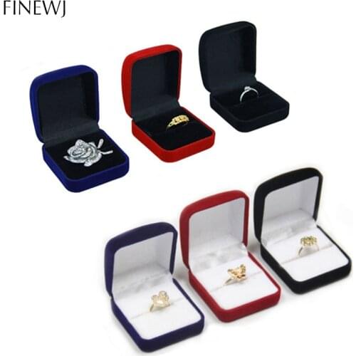Wholesale Engagement Ring Packaging Box Black Velvet Ear Studs Storage Foldable Case Valentines Day Wedding Ring Gift Organizer