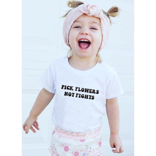 Pick Flowers Not Fights Kids Shirt Peace Kids T-shirts Protest Fights Love Peace Kids Tees