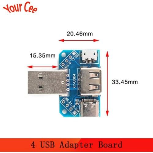 USB Adapter Board Connector Male to Female Micro USB Type-C Type-A 4P 2.54mm Adapter Plate USB4 2.54-4P Head Switchboard