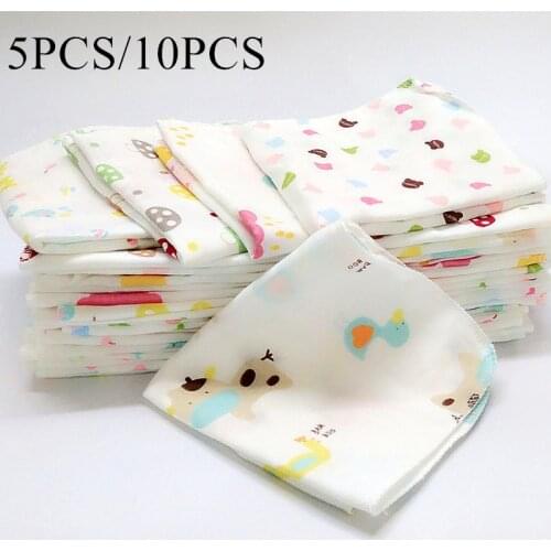 10pcs Baby Infant Towel 25*25cm Muslin Towel Handkerchiefs Two Layers Wipe Towel