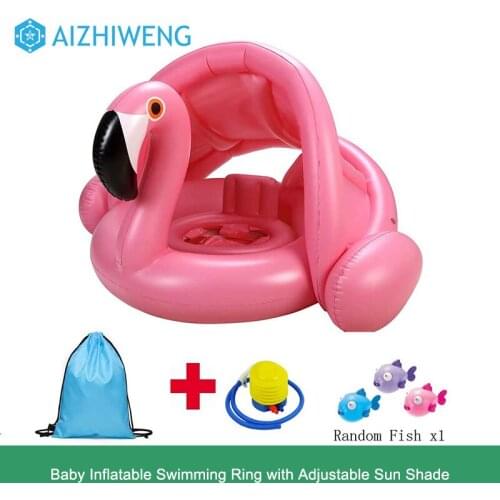 Baby Pool Float,Baby Inflatable Swimming Ring with Adjustable Sun Shade