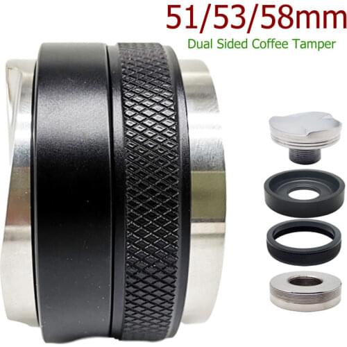 51/53/58mm Coffee Distributor & Tamper, Dual Head Coffee Leveler Fits, Adjustable Depth- Professional Espresso Hand Tampers