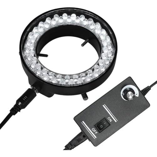 Adjustable 56 LED Ring Light Illuminator Lamp for Industry Stereo Microscope Camera Magnifier AC 90V-240V Power Adapter