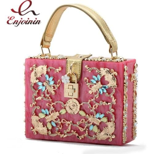 Luxury Acrylic Ladies Handbags Party wedding Designer Purses Women Shoudler Bag Embossed Diamond Female Clutch Bag Evening Bag