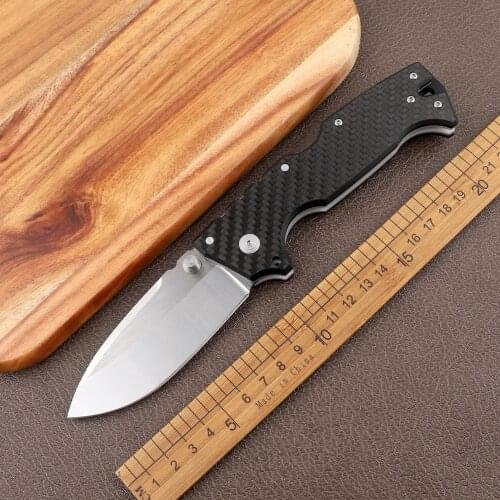 Outdoor portable AD10 M390 blade carbon fiber handle high hardness camping hunting self-defense EDC tool fruit folding knife