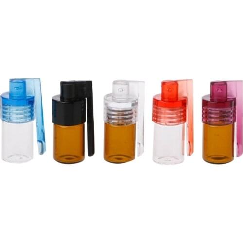 Small Size Acrylic Snuff Bullet Rocket Snorter Glass Vial With Spoon Flip