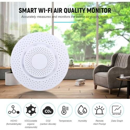 Smart Zigbee Air Quality Monitor Testing Formaldehyde VOC CO2 Temperature Humidity App Remote Monitor Air Quality Tester Sensor