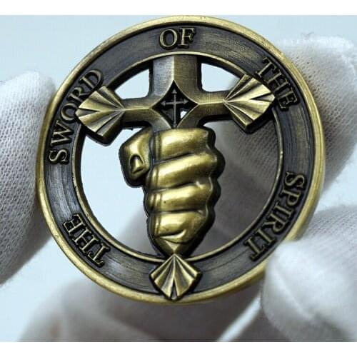 European and American Christ Jesus Bible Faith Cross Coin Holy Sword Hollow Saint Lucky Commemorative Coin