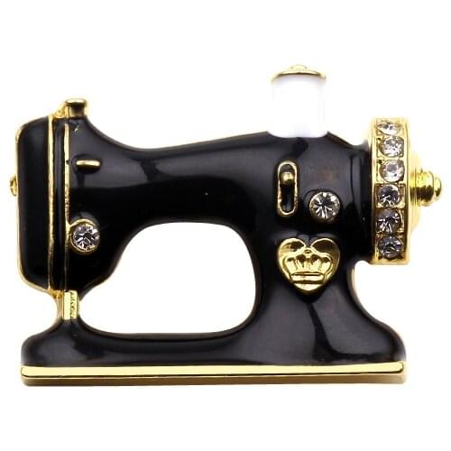 Vintage style sewing machine Brooch Thimble needle thread seamstress pins badges