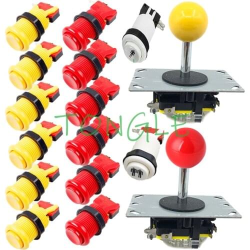 Arcade Game Parts DIY Kit With 2 x Sanwa Type Joystick + 14 x American Style Push Buttons With Microswitch For 2 Players