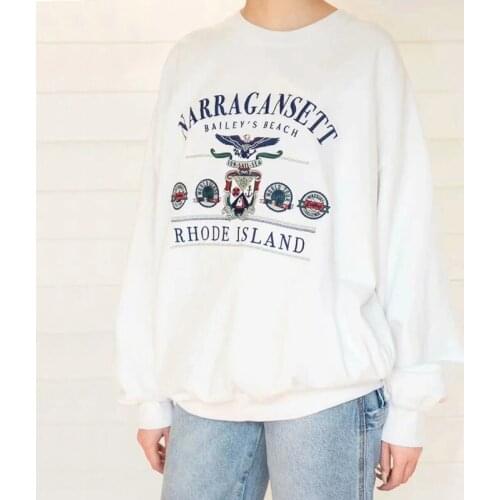 Women Embroidery Badge Oversized Sweatshirt S672