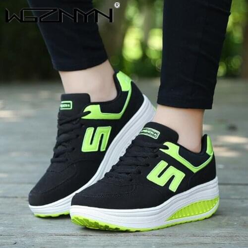 Hot Sales Womens Sneakers Platform Wedge Light Weight Zapatillas Walking Shoes for Woman Swing Shoes Breathable Sports Slimming