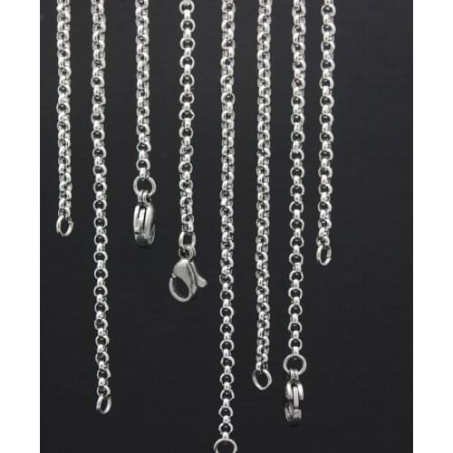 10pcs Stainless Steel Necklace Fadeless Chain Necklace Woman 2.5mm width Rolo Chain for Pendant Necklaces Jewelry LSCH07