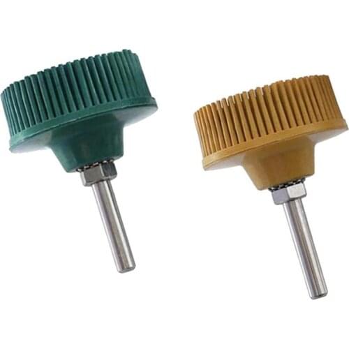 2PCS 50Mm Drill Bristle Brush Disc Rubber Polishing Deburring Brush Wheels Green & Yellow
