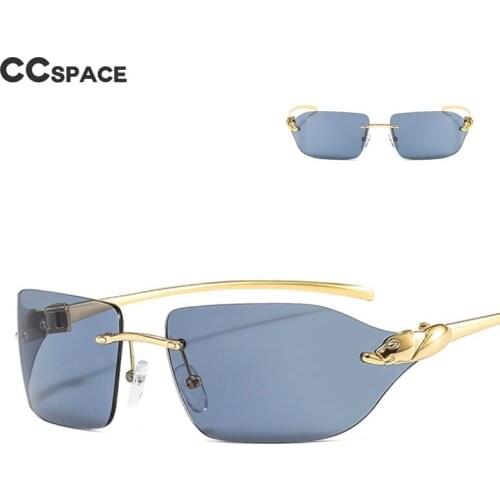 49948 Metal Leopard Head Rimless Sunglasses Men and Women Fashion Brand Designer Sunshade Uv400 Retro Glasses