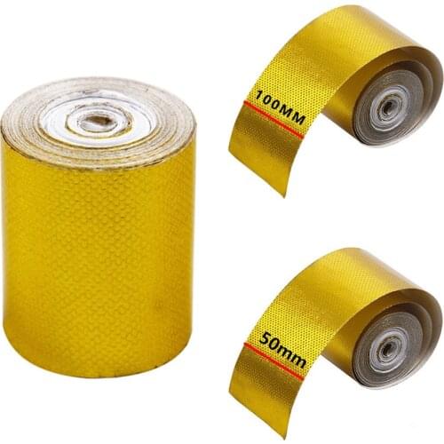 5*500 cm 10*500 cm Aluminum Foil Tape Automotive Exhaust Pipe Decorative Tape Gold Heat Shield Wrap Tape