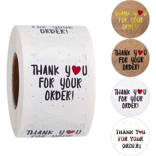 500 Pcs Thank You For Your Order Stickers Labels Rolls White Labels For Gift Card Business Packaging Stationery Sticker